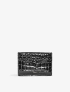 Logo-embellished Croc-embossed Leather Card Holder -Kurtgeiger Store R03848150 BLACK ALT02