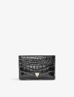 Logo-embellished Croc-embossed Leather Card Holder