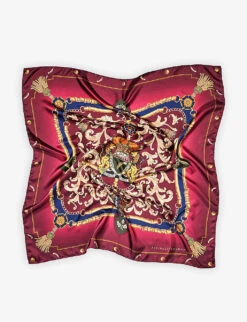 Signature Shield Graphic-print Silk Scarf -Kurtgeiger Store R03848266 BURGUNDY ALT02