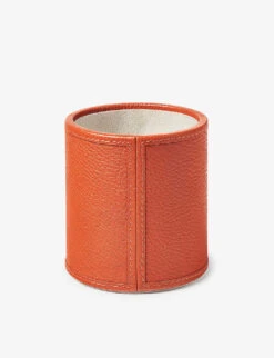 Logo-embellished Grained-leather Pen Pot 10cm