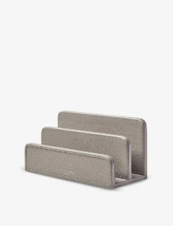 Logo-embellished Grained-leather Letter Rack 20cm -Kurtgeiger Store R03848305 WARMGREY ALT02