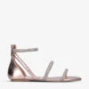 KG Kurt Geiger Rae Crystal-embellished Metallic Faux-leather Sandals