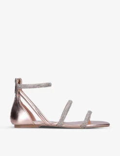KG Kurt Geiger Rae Crystal-embellished Metallic Faux-leather Sandals