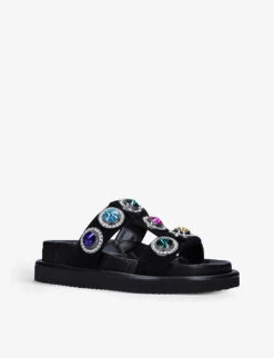 Kurt Geiger London Orson Crystal-embellished Suede Sandals -Kurtgeiger Store R03878826 BLACK ALT02
