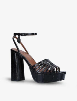 Kurt Geiger London Pierra Patent Leather Platform Sandals -Kurtgeiger Store R03880455 BLACK ALT02