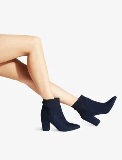 KG Kurt Geiger Tobi2 Heeled Knitted And Vegan-suede Ankle Boots -Kurtgeiger Store R03889810 NAVY ALT05