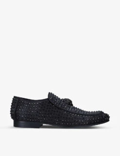 Kurt Geiger London Hugh Eagle And Stud-embellished Satin Loafers