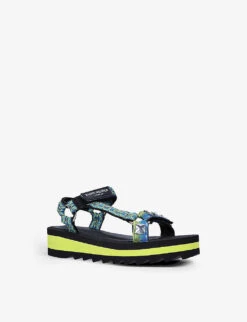 Kurt Geiger London Mini Olivia Canvas Flatform Sandals 3-7 Years -Kurtgeiger Store R03918333 GREEN ALT02