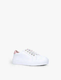 Kurt Geiger London Mini Liviah Embellished Leather Trainers 6-7 Years -Kurtgeiger Store R03918345 WHITE ALT02