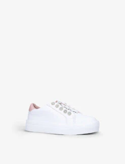 Kurt Geiger London Mini Liviah Embellished Leather Trainers 7-9 Years -Kurtgeiger Store R03918348 WHITE ALT02