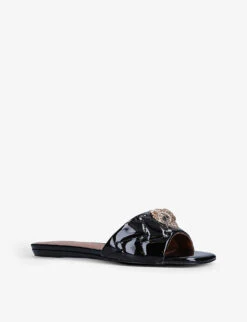 Kurt Geiger London Kensington Eagle-embellished Quilted Patent-leather Mules -Kurtgeiger Store R03922188 BLACK ALT02