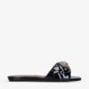 Kurt Geiger London Kensington Eagle-embellished Quilted Patent-leather Mules