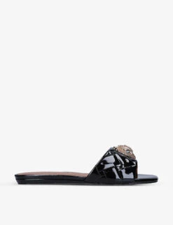 Kurt Geiger London Kensington Eagle-embellished Quilted Patent-leather Mules
