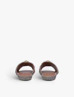 Kurt Geiger London Kensington Eagle-embellished Houndstooth Woven Mules -Kurtgeiger Store R03922189 BEIGE ALT03