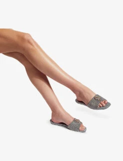 Kurt Geiger London Kensington Eagle-embellished Houndstooth Woven Mules -Kurtgeiger Store R03922189 BEIGE ALT07