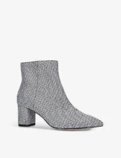 Kurt Geiger London Burlington Houndstooth-print Woven Ankle Boots -Kurtgeiger Store R03929486 SILVER ALT02