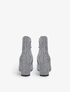 Kurt Geiger London Burlington Houndstooth-print Woven Ankle Boots -Kurtgeiger Store R03929486 SILVER ALT03