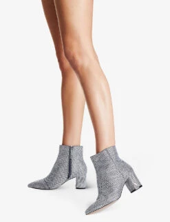 Kurt Geiger London Burlington Houndstooth-print Woven Ankle Boots -Kurtgeiger Store R03929486 SILVER ALT04
