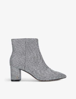 Kurt Geiger London Burlington Houndstooth-print Woven Ankle Boots