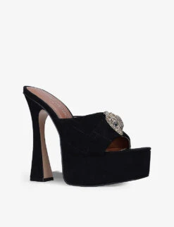 Kurt Geiger London Kensington Suede Platform Mules -Kurtgeiger Store R03929510 BLACK ALT02