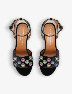 Kurt Geiger London Octavia Crystal-embellished Quilted Velvet Sandals 5 Kurt Geiger London Octavia Crystal-embellished Quilted Velvet Sandals -Kurtgeiger Store R03929529 BLACKCOMB ALT01