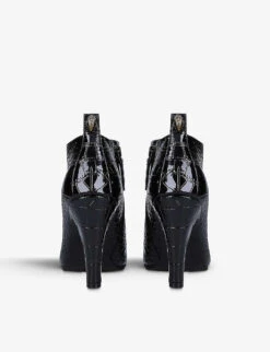 Kurt Geiger London Shoreditch Croc-effect Patent-leather Booties -Kurtgeiger Store R03929541 BLACK ALT03