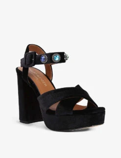 Kurt Geiger London Octavia Rhinestone-embellished Velvet Platform Sandals -Kurtgeiger Store R03929545 BLACKCOMB ALT02