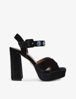 Kurt Geiger London Octavia Rhinestone-embellished Velvet Platform Sandals
