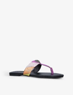 Kurt Geiger London Kensington Striped T-bar Leather Sandals -Kurtgeiger Store R03935446 MULTOTHER ALT04