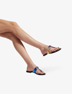 Kurt Geiger London Kensington Striped T-bar Leather Sandals -Kurtgeiger Store R03935446 MULTOTHER ALT05