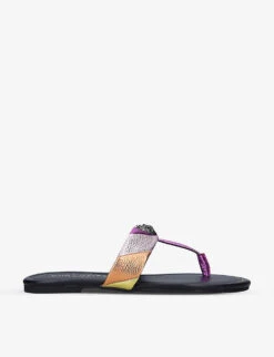 Kurt Geiger London Kensington Striped T-bar Leather Sandals