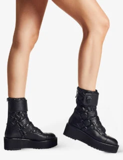 Kurt Geiger London Kensington Padded Leather Boots 9 Kurt Geiger London Kensington Padded Leather Boots -Kurtgeiger Store R03937946 BLACK ALT04