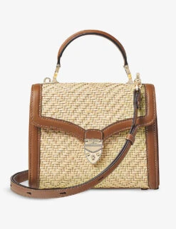 Mayfair Medium Raffia And Leather Top-handle Bag