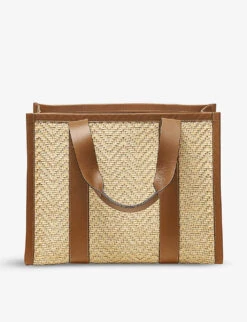 Henley Small Chevron Raffia Tote Bag -Kurtgeiger Store R03943134 TAN ALT02