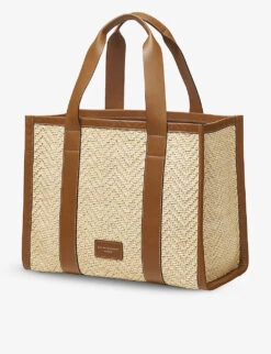 Henley Small Chevron Raffia Tote Bag -Kurtgeiger Store R03943134 TAN ALT04