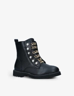 Kurt Geiger London Mini Bax Chain-detail Leather Boots 6-7 Years -Kurtgeiger Store R03945255 BLACK ALT02