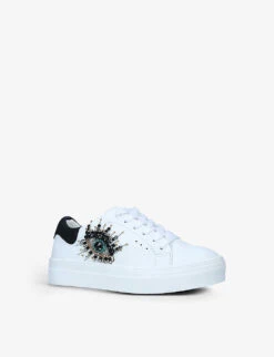 Kurt Geiger London Mini Laney Eye-embellished Leather Trainers 7-9 Years -Kurtgeiger Store R03945257 WHITE ALT02