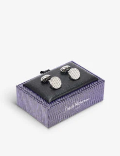 Woven-detail Round Rhodium-plated Cufflinks -Kurtgeiger Store R03945825 RHODIUM ALT02