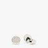 Woven-detail Round Rhodium-plated Cufflinks