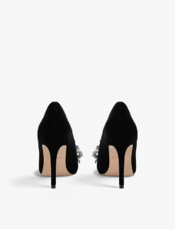 Kurt Geiger London Belgravia Bow Crystal-embellished Velvet Court Heels 7 Kurt Geiger London Belgravia Bow Crystal-embellished Velvet Court Heels -Kurtgeiger Store R03964287 BLACK ALT03