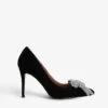 Kurt Geiger London Belgravia Bow Crystal-embellished Velvet Court Heels