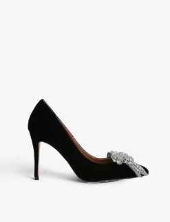 Kurt Geiger London Belgravia Bow Crystal-embellished Velvet Court Heels