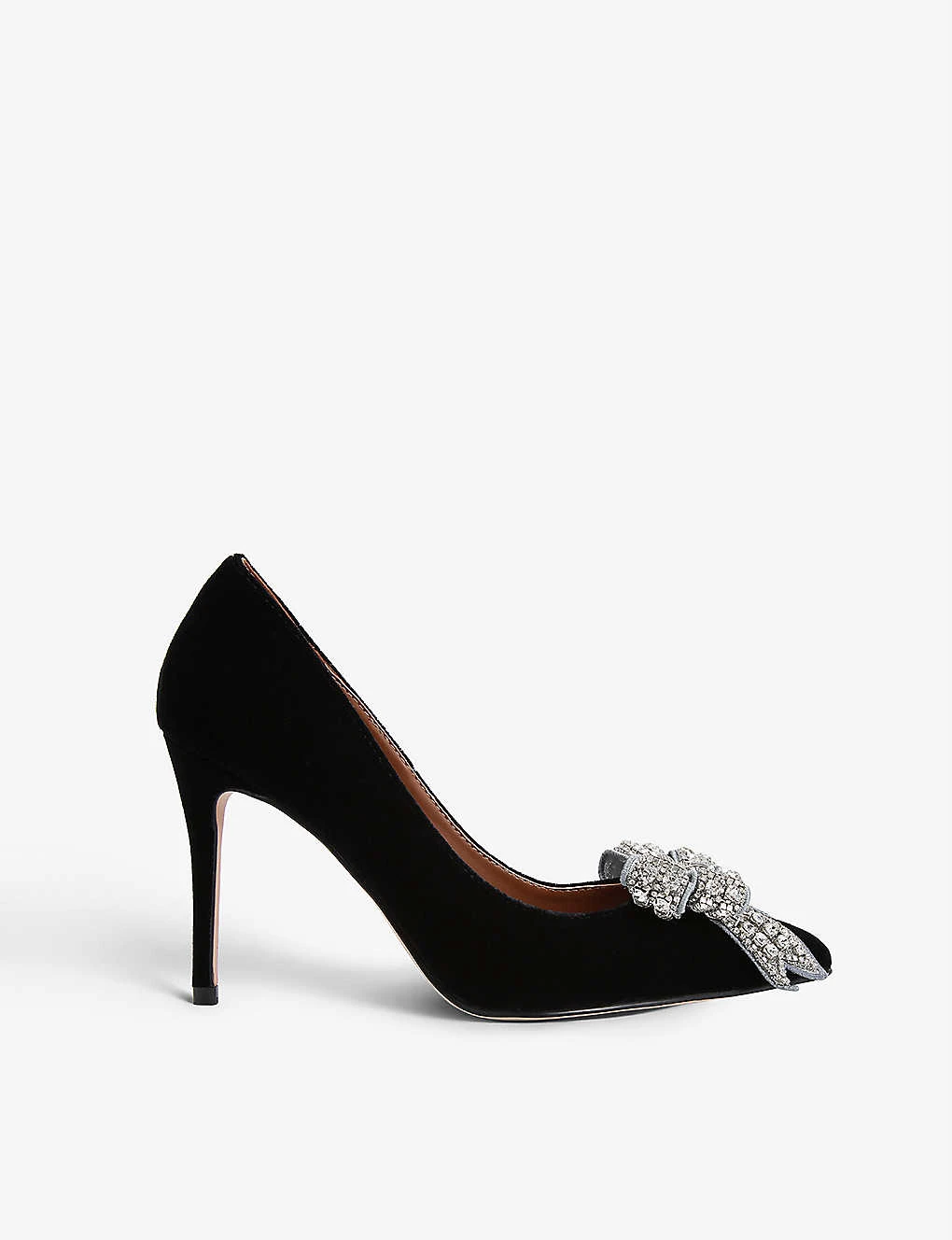 Kurt Geiger London Belgravia Bow Crystal-embellished Velvet Court Heels 1 Kurt Geiger London Belgravia Bow Crystal-embellished Velvet Court Heels