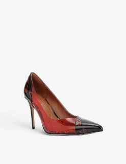 Kurt Geiger London Belgravia Heart-print Leather And Vinyl Courts -Kurtgeiger Store R03964288 BLKRED ALT02