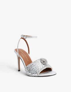 Kurt Geiger London Kensington Heeled Metallic Sandals -Kurtgeiger Store R03966177 SILVERCOM ALT02