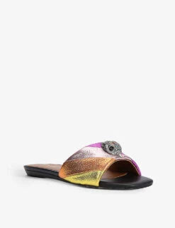 Kurt Geiger London Kensington Eagle-embellished Rainbow Metallic-leather Mules -Kurtgeiger Store R03966178 MULTOTHER ALT02