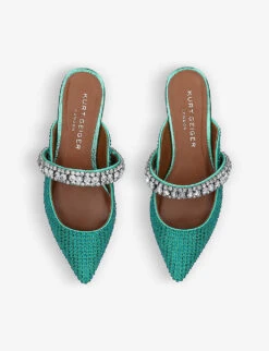 Kurt Geiger London Princely Crystal-embellished Slip-on Shoes -Kurtgeiger Store R03966196 TEAL ALT01
