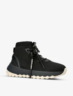 KG Kurt Geiger Lowell Logo-patch Knitted Hi-top Trainers -Kurtgeiger Store R03978345 BLACKCOMB ALT02
