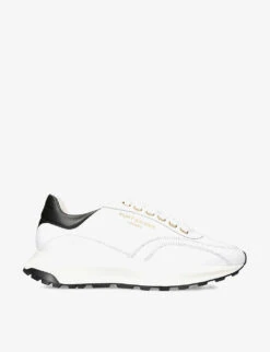 Kurt Geiger London Gasper Branded Leather Trainers -Kurtgeiger Store R03993858 WHITEBLK ALT02