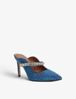 Kurt Geiger London Duke Crystal-embellished Satin Heeled Mules -Kurtgeiger Store R03995453 BLUEDARK ALT02